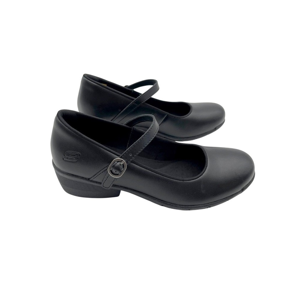 NWOB Skechers Black Mary Jane Work Shoes Slip Resistant Comfort Wedge 8.5